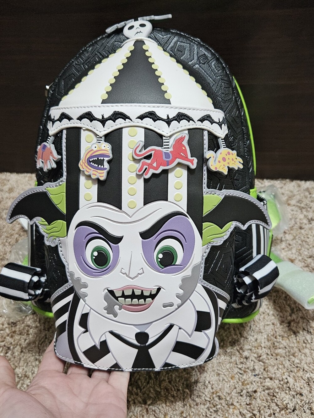 Loungefly Beetlejuice Glow In The Dark Carousel Mini Backpack NWT